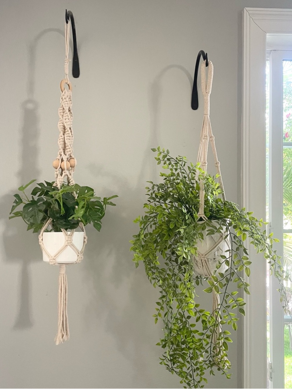 SET OF 4 Handmade Cream Macramé Plant Hanger - Neutral Home Accents - Picture 5 of 6